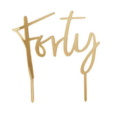 Gold Forty Acrylic Cake Topper
