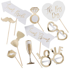 Gold Wedding Photo Booth Props
