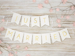 Just Married White Banner
