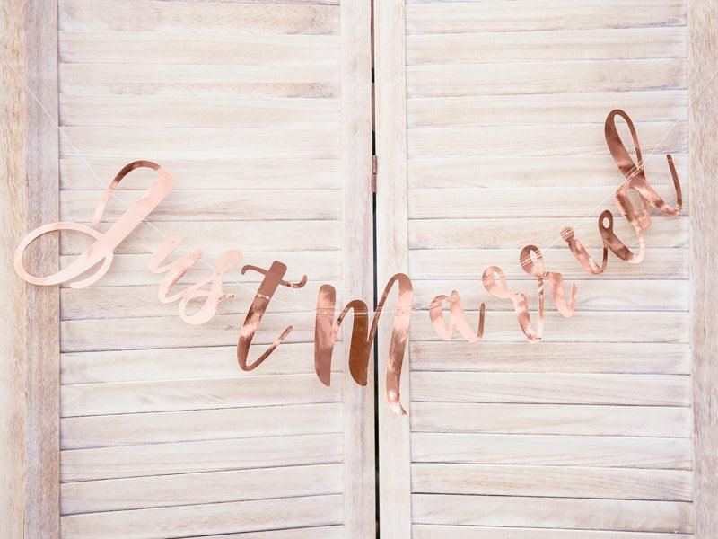 Just Married Rose Gold Banner