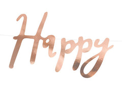 Rose Gold Happy Birthday Banner