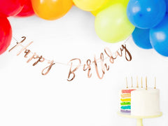 Rose Gold Happy Birthday Banner