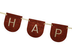 Happy Birthday Brown Felt Banner