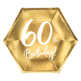 Gold 60th Birthday Plates 6pk