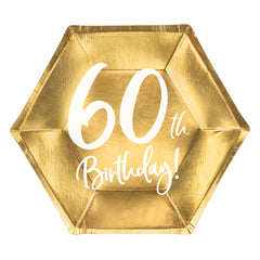 Gold 60th Birthday Plates 6pk
