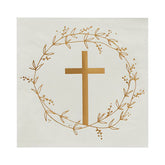 Christening & Communion Gold Cross Napkins 16pk