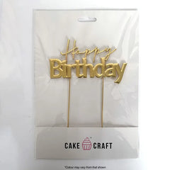 Gold Happy Birthday Metal Cake Topper