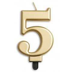 Gold Number 5 Candle
