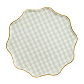 Green Gingham Scalloped Plates 6pk