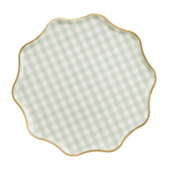 Green Gingham Scalloped Plates 6pk
