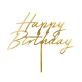 Metallic Gold Happy Birthday Acrylic Cake Topper