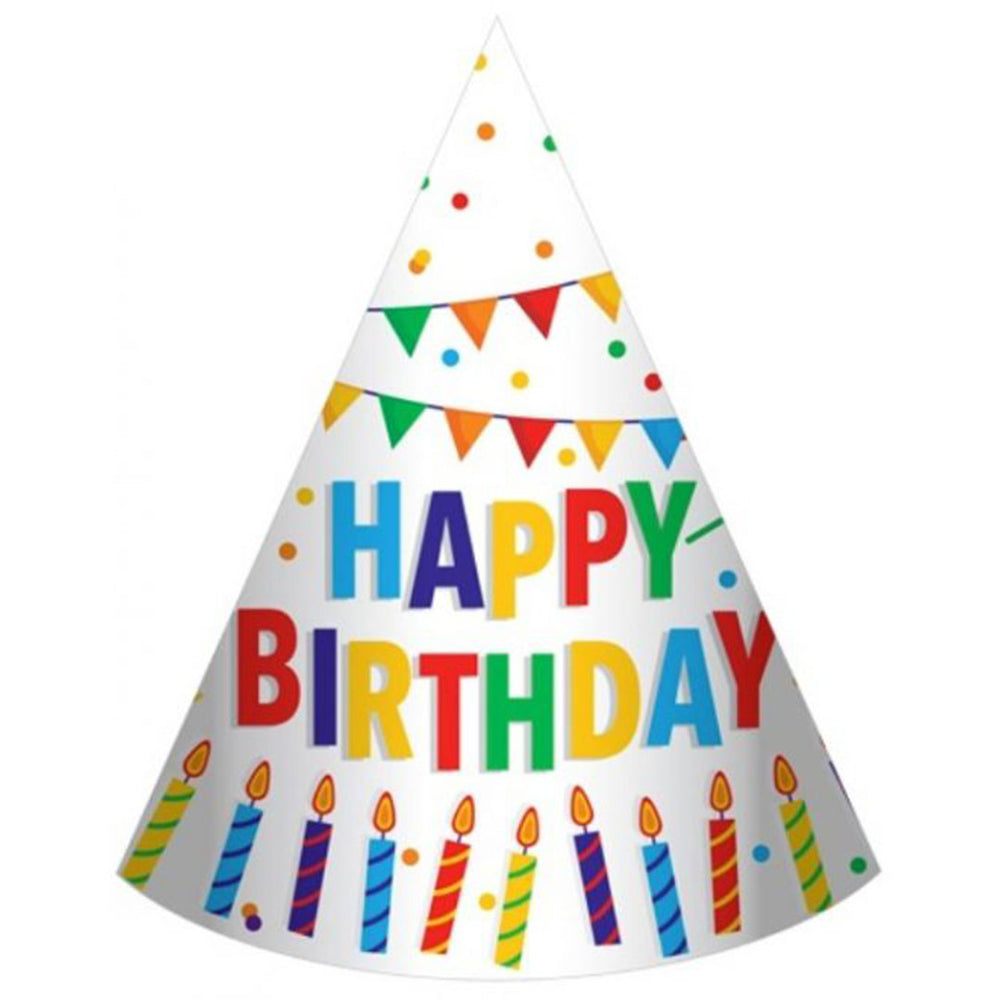 Happy Birthday Party Hats 8pk