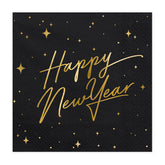Black Happy New Year Napkins 20pk