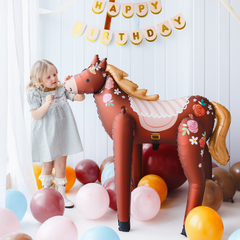 Jumbo Standing Floral Horse Foil Balloon