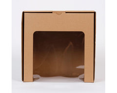 Eco Kraft Window Cake Box 10x10x6in (26.5cm x 26.5cm x 15cm high)