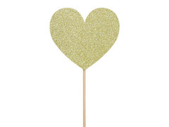 Gold Heart Cupcake Toppers