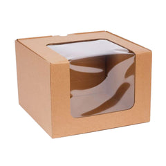 Eco Kraft Window Cake Box 8x8x6in (21cm x 21cm x 15cm high)