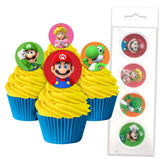Super Mario Bros Edible Wafer Cupcake Toppers 16pk