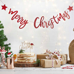 Red Glitter Merry Christmas Banner