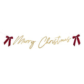 Merry Christmas Banner With Velvet Bows