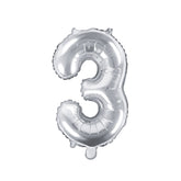 Silver Mini Foil Number Balloon - 3