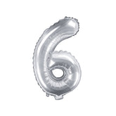Silver Mini Foil Number Balloon - 6