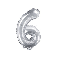 Silver Mini Foil Number Balloon - 6