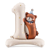 Standing Teddy Bear Number 1 Foil Balloon