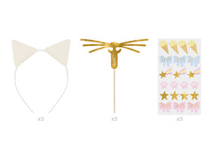 Cat Ears Headband & Whiskers Set 5pk