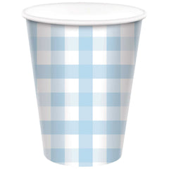 Pastel Blue Gingham Cups 8pk