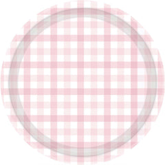 Pastel Pink Gingham Large Plates 8pk
