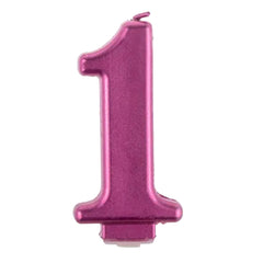 Pink Metallic Number 1 Birthday Candle