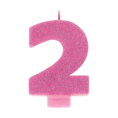 Glitter Pink Candle - Number 2