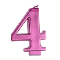 Pink Metallic Number 4 Birthday Candle