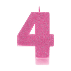 Glitter Pink Candle - Number 4