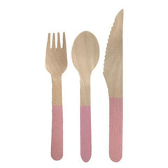 Light Pink Wooden Cutlery Set 10pk