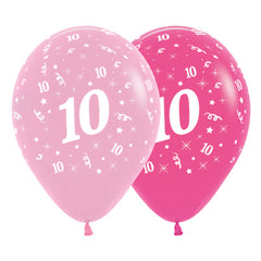 Pink 10th Birthday Balloons 6pk