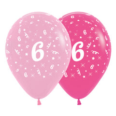 Pink 6th Birthday Balloons 6pk