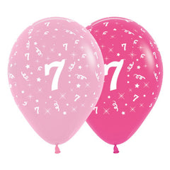 Pink 7th Birthday Balloons 6pk