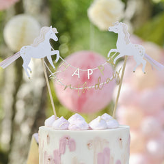 Princess Horse Happy Birthday Cake Topper
