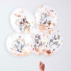 Rose Gold Oh Baby! Shower Confetti Balloons 5pk