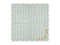 Green Gingham Bow Scalloped Napkins 12pk