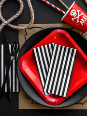 Black Striped Napkins 20pk