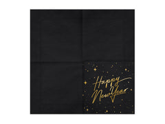 Black Happy New Year Napkins 20pk