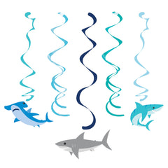 Shark Party Hanging Swirl Decorations 5pk