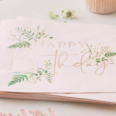Botanical Happy Birthday Napkins 16pk