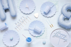Light Blue Frill Reusable Plates 4pk