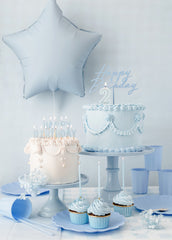 Light Blue Frill Reusable Plates 4pk