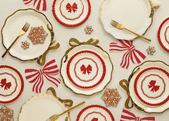 Red & Beige Bow Plates 6pk