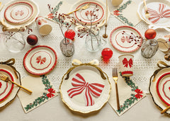 Beige & Gold Bow Large Plates 6pk